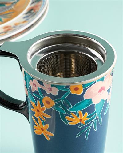 Flower Spree Термос С Цедка, Керамика, Тъмно Синьо, 340 Ml