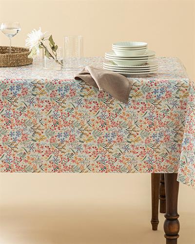 Flower Square Покривка За Маса Pvc, Бяло, 140 X 200 Cm