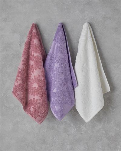 Flower Touch Кърпа За Лице Жакардов Памучен 50x80 см Лилав