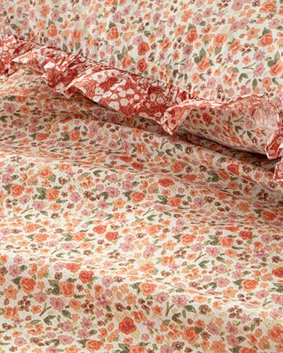 Floweret Покривка Двоен Размер, Отпечатан, Кехлибарено Розово, 200 X 220 Cm
