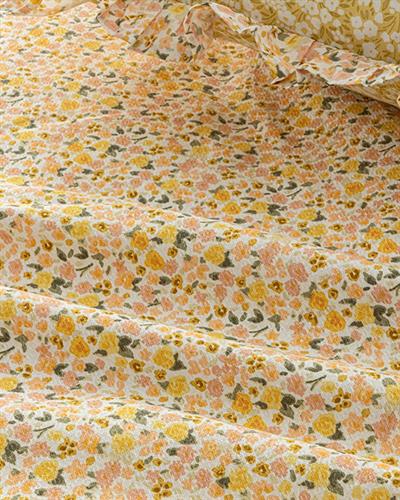 Floweret Покривка Двоен Размер, Отпечатан, Жълто, 200 X 220 Cm