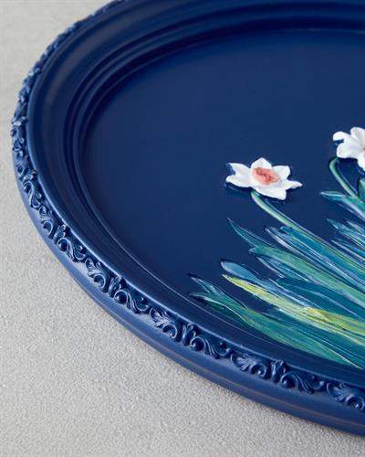 Flowers Polyresin Wall Accessory 17.5x20 cm Blue