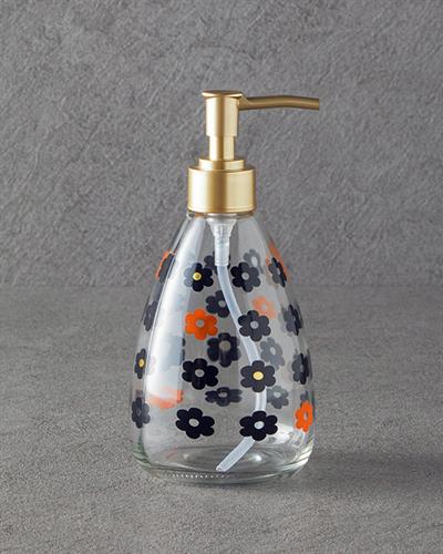 Flowers Дозатор За Течен Сапун За Баня Стъкло 8,7x18,5 см Златен