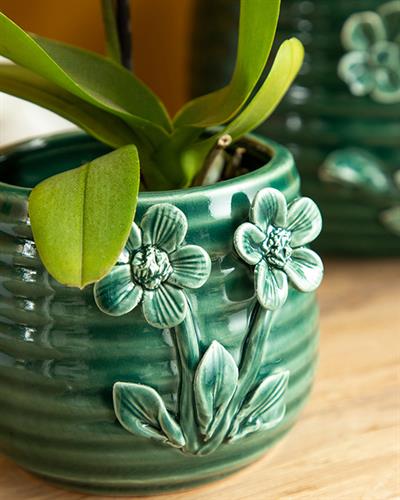 Flowertopia Саксия Зелено, 10,5 X 9,5 X 8,2 Cm