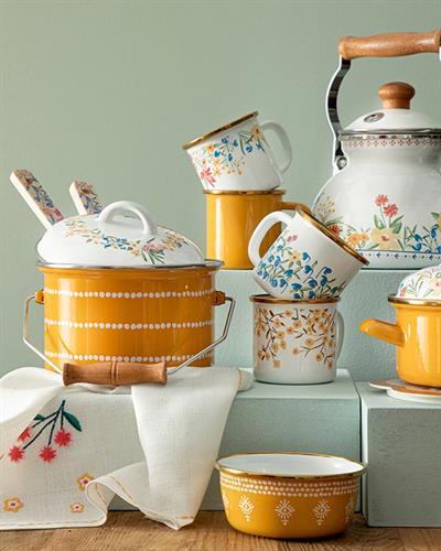 Flowertopia Чаша Емайлиран, Горчица, 350 Ml