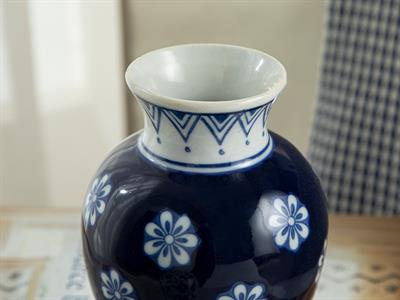 Flowery Ваза Порцелан 10x10x15 см Син - Бял.