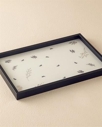 Flowery Декоративен Поднос 31x46 см Черен