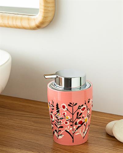 Flowery Liquid Soap Dispense 8,5x8,5x13 cm Pink