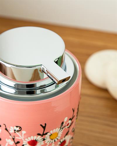 Flowery Liquid Soap Dispense 8,5x8,5x13 cm Pink