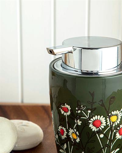 Flowery Liquid Soap Dispense 8,5x8,5x13 cm Green