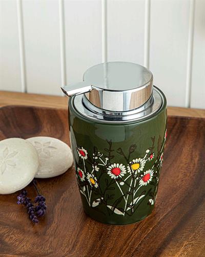 Flowery Liquid Soap Dispense 8,5x8,5x13 cm Green