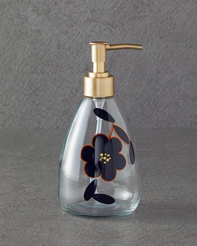Flowery Glass Liquid Soap Dispense 8x14 cm Gold