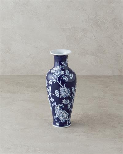 Flowery Bird Ваза Порцелан 10x10x24 см Син - Бял.