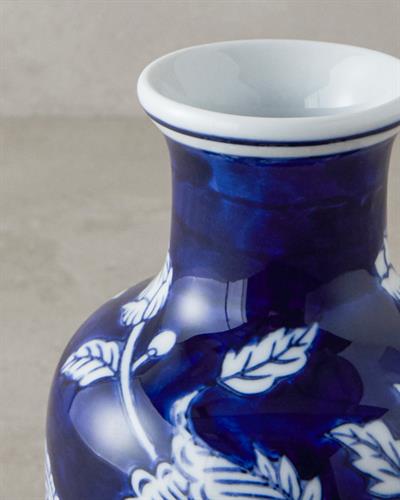 Flowery Bird Ваза Порцелан 9x9x18 cm Син - Бял.