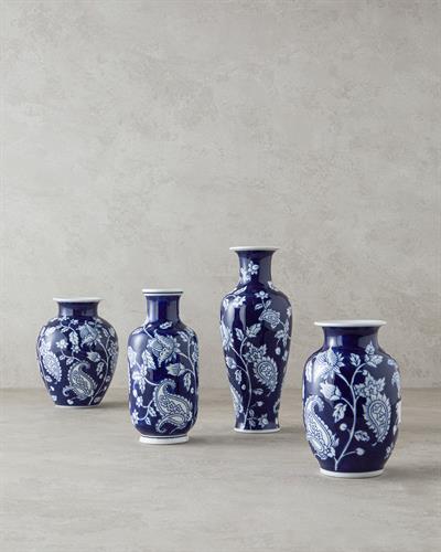 Flowery Bird Ваза Порцелан 9x9x18 cm Син - Бял.