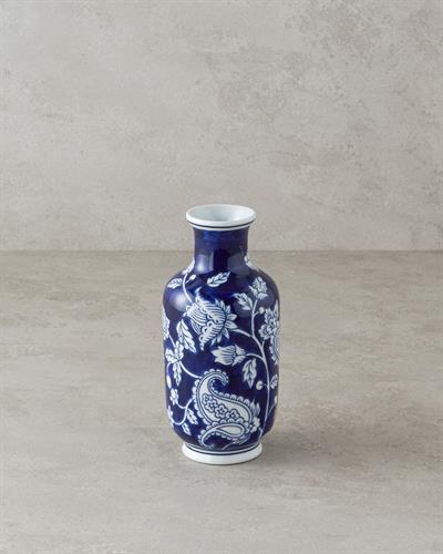 Flowery Bird Ваза Порцелан 9x9x18 cm Син - Бял.