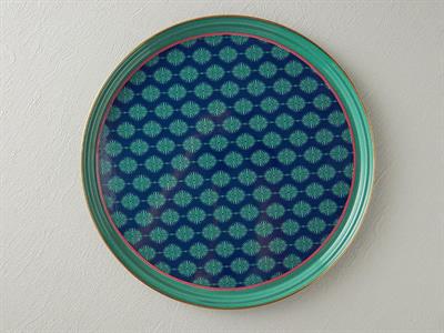 Flowery Home Табла Кръгъл, Емайлиран, Зелено-Синьо, 33 Cm