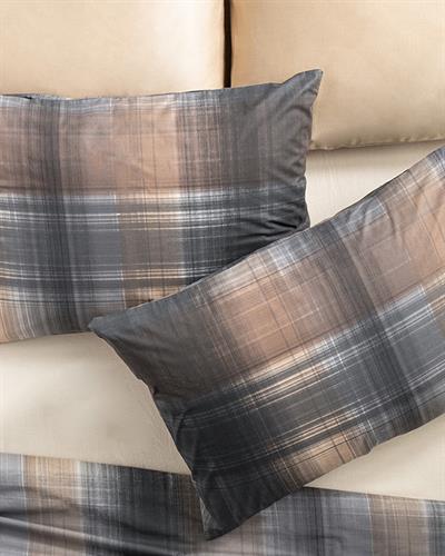 Flowing Plaid Кълъфка За Възглавни 2Бр., Памучен, Антрацит - Бежов, 50 X 70 Cm