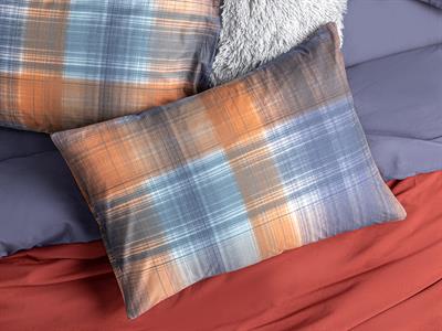 Flowing Plaid Калъфка За Възглавница 2 бр. Памучен 50x70 см Морскосин - Керемиден