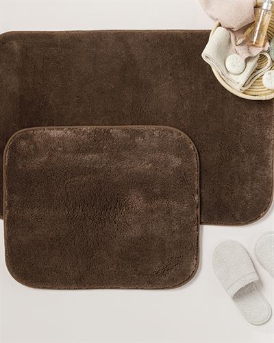 Fluffy Комплект Постелки За Баня 2 бр. Полиестер 60x90 + 50x60 см Кафяв