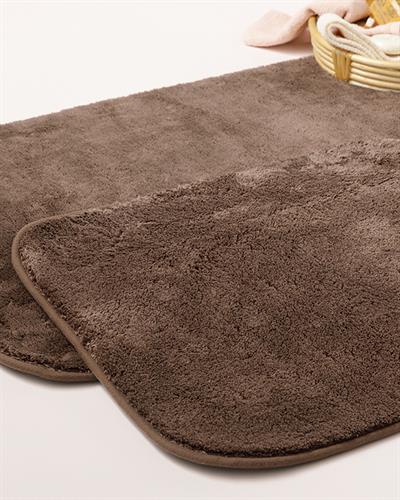 Fluffy Комплект Постелки За Баня 2 бр. Полиестер 60x90 + 50x60 см Кафяв