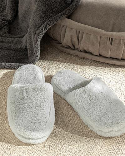 Fluffy Пантофи За Дома Дамски, Плюш, Сиво, 40