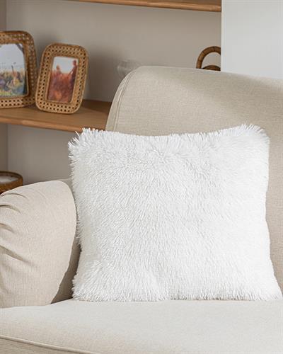Fluffy Декоративна Калъфка За Възглавница Плюш, Бяло, 45 X 45 Cm