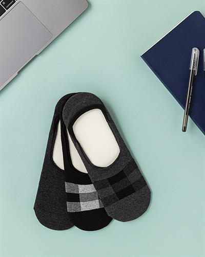 Folk Чорапи Бабет Мъжки 3 Бр., Памучен Полиестер, Антрацит-Черно, 40-44