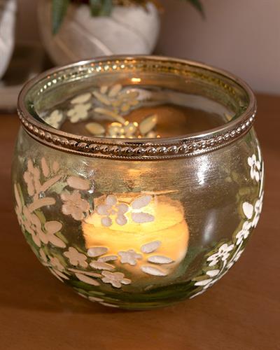 Folk Art Свещник 10,5x8,5 см Зелен