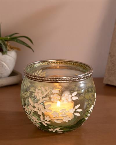 Folk Art Свещник 10,5x8,5 см Зелен