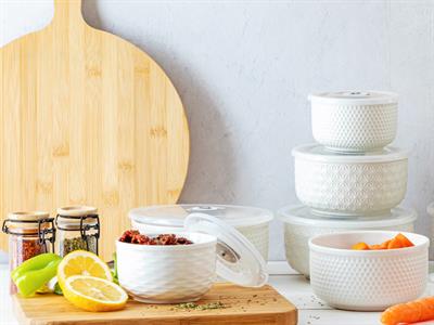 Folk Art КУТИЯ ЗА СЪХРАНЕНИЕ 3 бр. New Bone 10 - 12 - 14 cm White