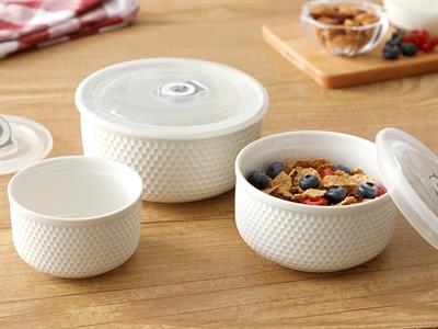 Folk Art КУТИЯ ЗА СЪХРАНЕНИЕ 3 бр. New Bone 10 - 12 - 14 cm White