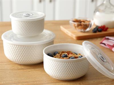 Folk Art КУТИЯ ЗА СЪХРАНЕНИЕ 3 бр. New Bone 10 - 12 - 14 cm White