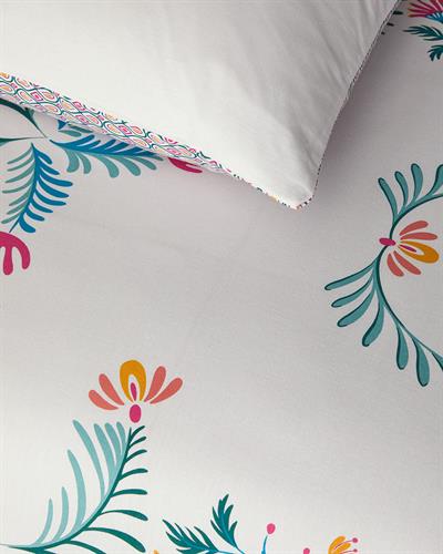 Folk Bouquet Спален Комплект Двоен Памучен 200x220 см Зелен