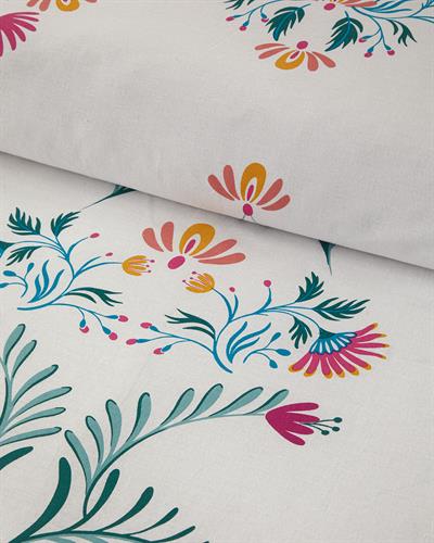 Folk Bouquet Спален Комплект Кралски размер Памучен 240x220 см Зелен