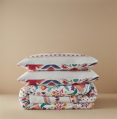 Folk Dream Спален Комплект Двоен Памучен 200x220 см Розов