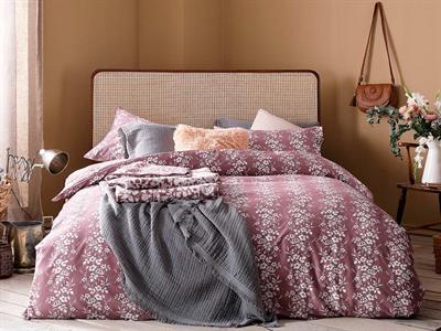 Folk Floral СПАЛНО БЕЛЬО КОМПЛЕ Двоен Памучен Сатен 200x220 cm Pink