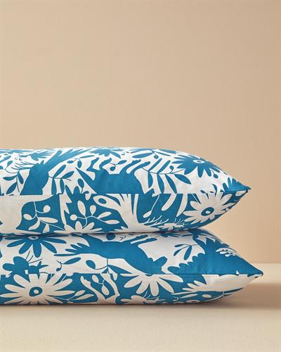 Folk Jungle Калъфка За Възглавница 2 бр. Памучен 50x70 см Син
