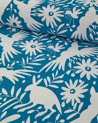 Folk Jungle Спален Комплект Двоен Памучен 200x220 см Син