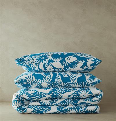 Folk Jungle Спален Комплект Кралски размер Памучен 240x220 см Син