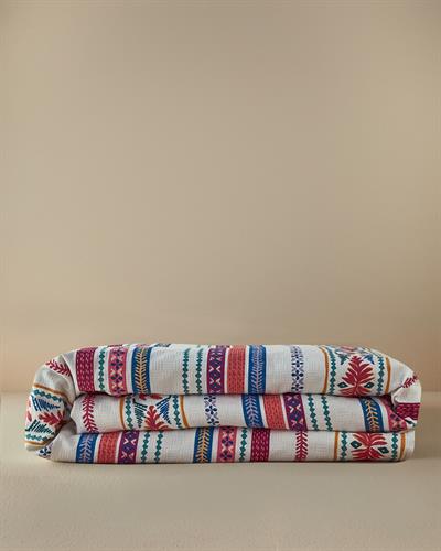 Folk Lines Одеяло Пике Единичен С щампа 150x220 см Тъмнорозов