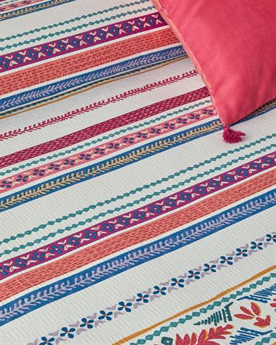 Folk Lines Одеяло Пике Единичен С щампа 150x220 см Тъмнорозов