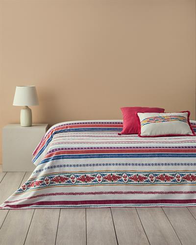 Folk Lines Одеяло Пике Единичен С щампа 150x220 см Тъмнорозов