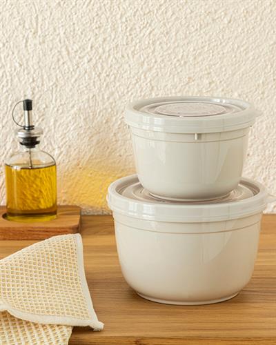 Fox Кутия За Съхранение 2Бр., Пластмасов, Бежово, 625 + 1200 Ml