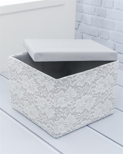 Frill Кутия За Съхранение С капак и дантела С дантела 28x28x20 см Сив