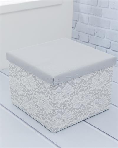 Frill Кутия За Съхранение С капак и дантела С дантела 28x28x20 см Сив