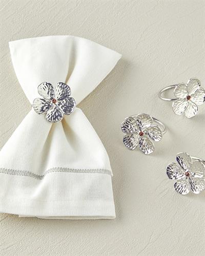 Fure Пръстени За Салфетки 4 бр. Метал 4,5 см Сребърен.