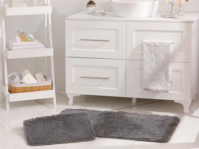 Furry ПОСТЕЛКА ЗА БАНЯ КО С нехлъзгащ се гръб Плюш 60x100 cm + 60x50 cm Dark Gray