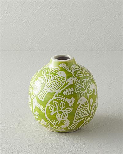 Garden Birds Ваза Керамика 14x14x15 см Зелен