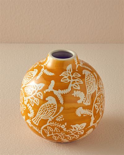 Garden Birds Ваза Керамика 17x17x18 см Оранжев